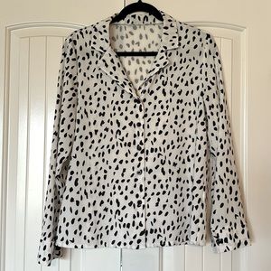 Black Dot Button Down Blouse Sz SMALL